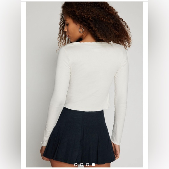 BDG Kimchi Blue Melissa Tie-Front Top in IVORY - Picture 3 of 10